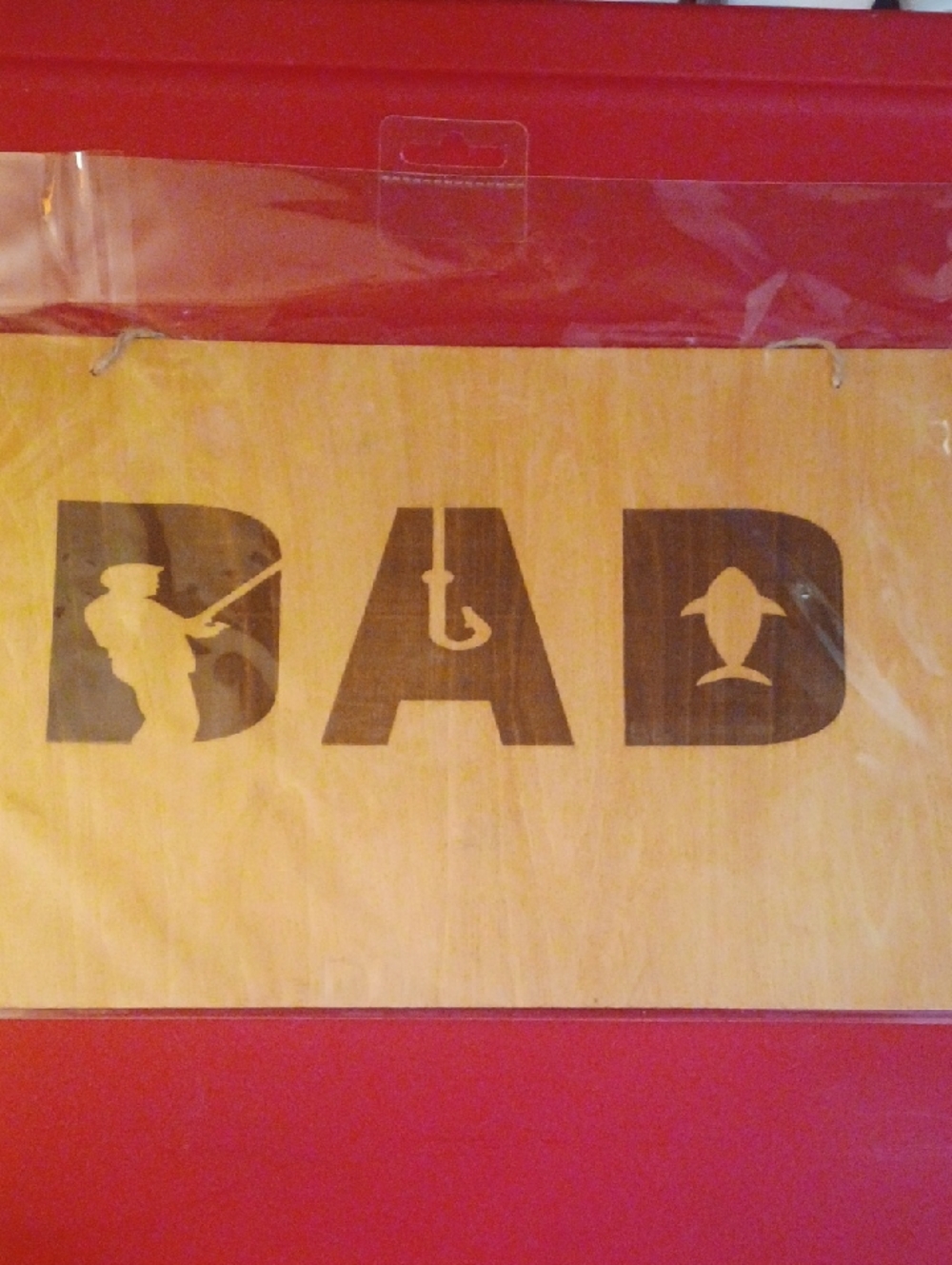 8x10 Fisherman "DAD" Wooden Wall Sign - Natural Wood with Dark Brown Letters